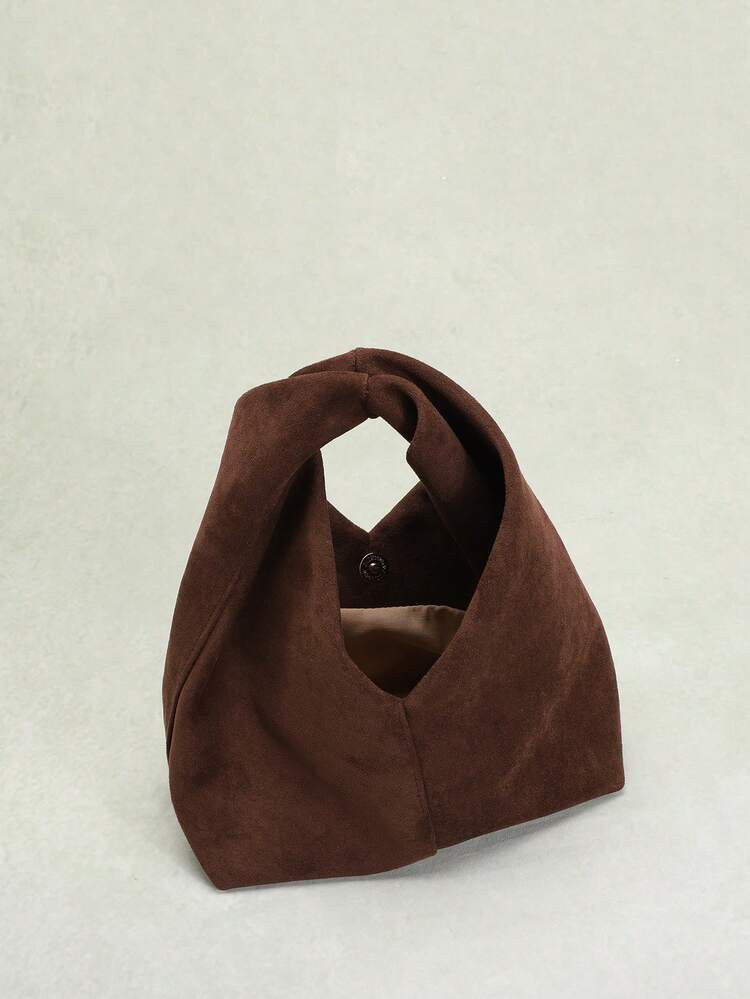 1pc Sculptedstyle Bags Autumn/Winter New Vintage Maillard Brown Retro Velvet-Feel PU Handbag, Minimalist Style Women's Tote Bag, Suitable For Commuting With Windbreaker Outfit | SHEIN
