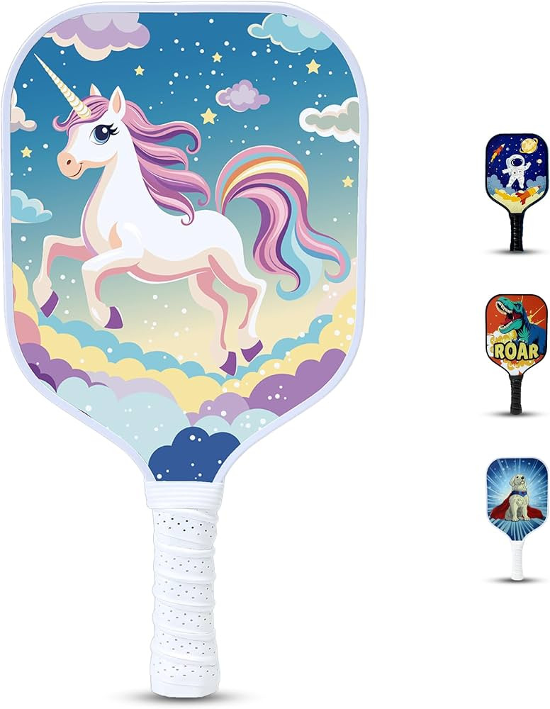 Kids Pickleball Paddle - Magical Unicorn Design | Lightweight Fiberglass Paddle for Children Unde... | Amazon (US)