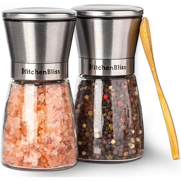 HOME EC Premium Stainless Steel Salt and Pepper Grinder Set of 2 - Adjustable Ceramic Sea Salt Grind | Amazon (US)