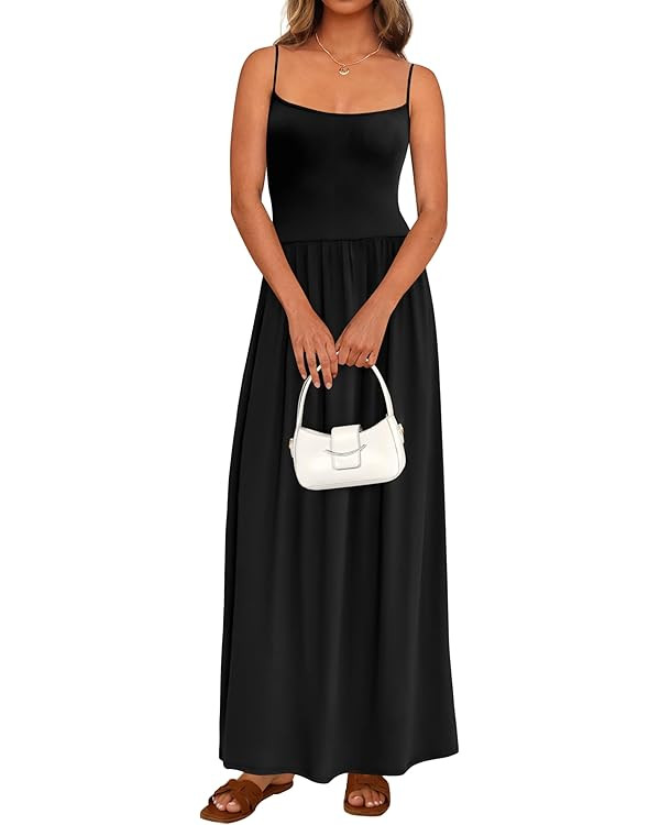 PRETTYGARDEN Womens Spaghetti Strap Maxi Dresses Sleeveless Summer Dress Long Casual Knit Flowy B... | Amazon (US)