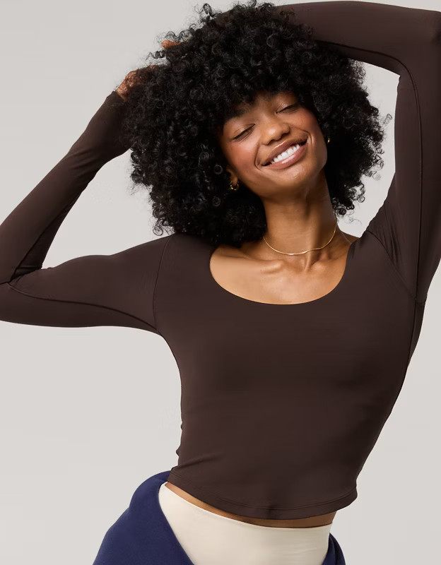 OFFLINE By Aerie Real Me Long Sleeve Scoop T-Shirt | Aerie