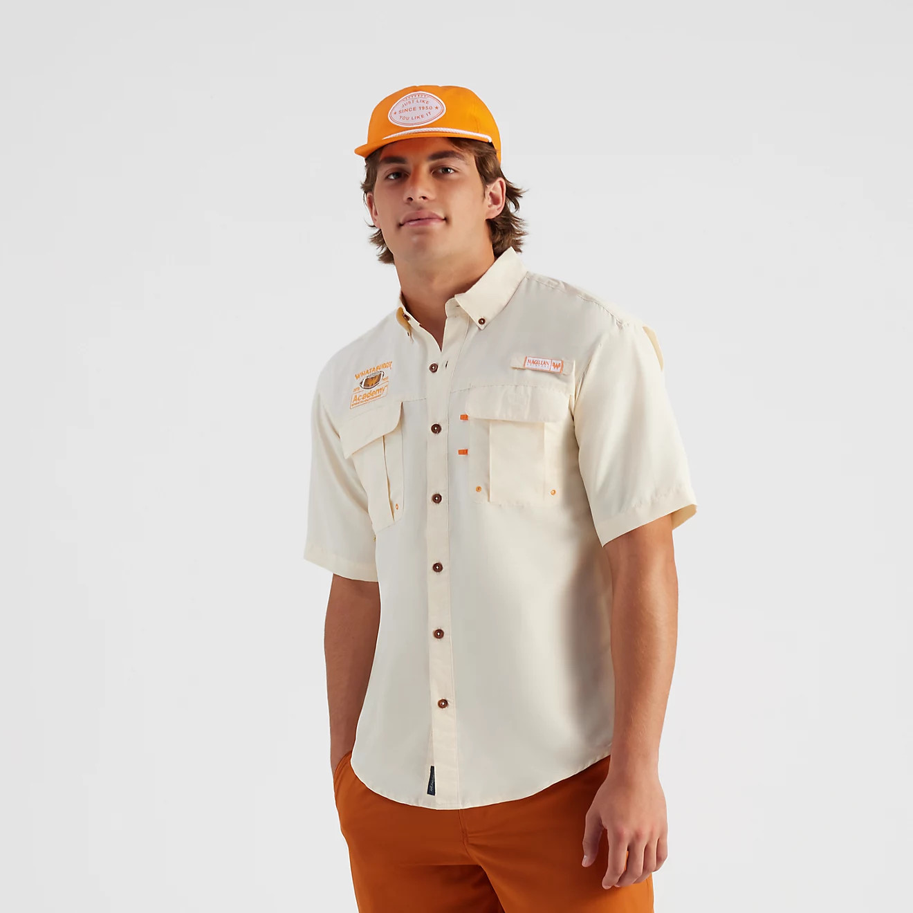 Magellan Outdoors Whataburger Men's Laguna Madre Burger & Fries Button Down Fishing Shirt | Academy Sports + Outdoors