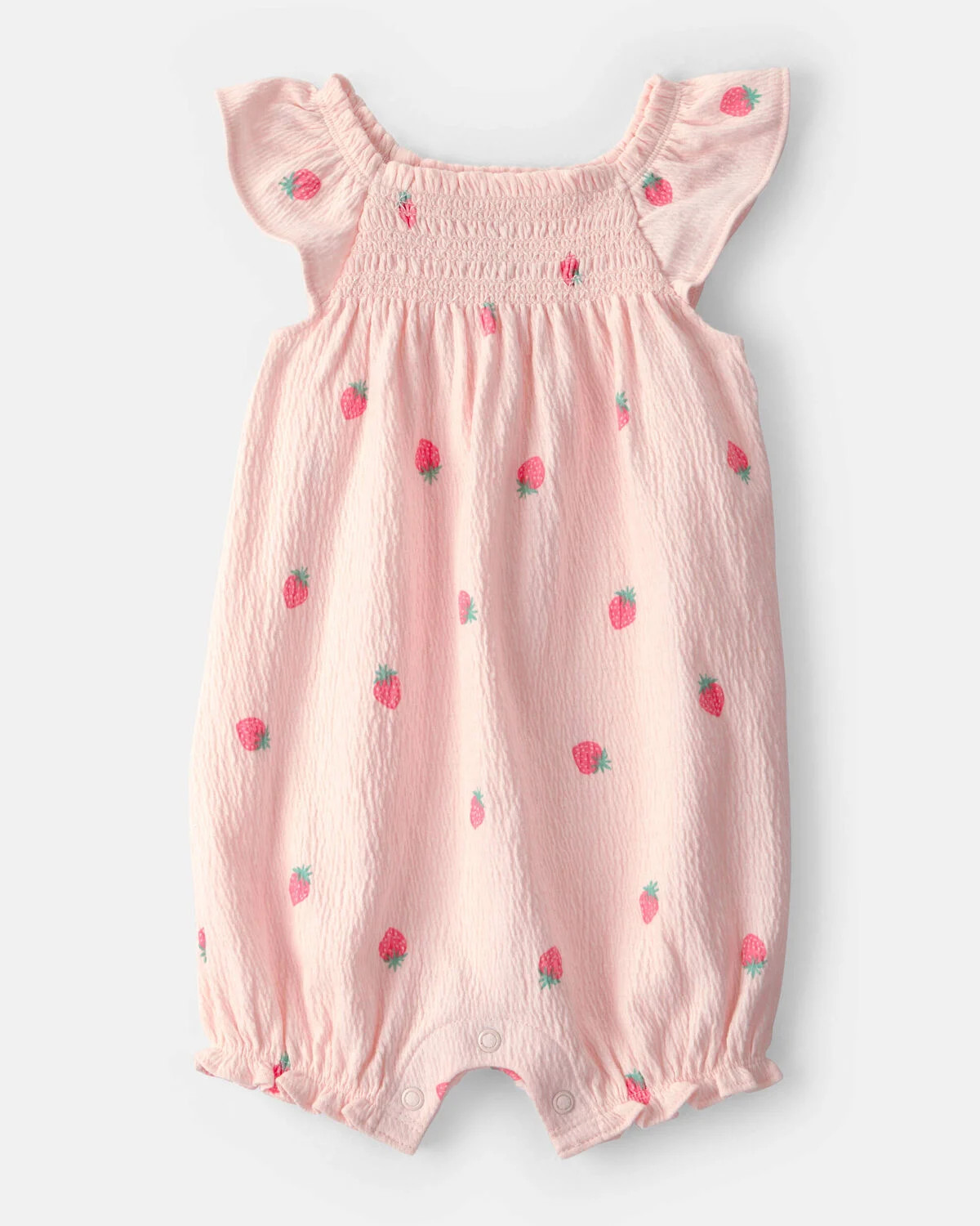Baby Girl Strawberry Flutter-Sleeve Romper - Pink | Carter's | Carter's Inc
