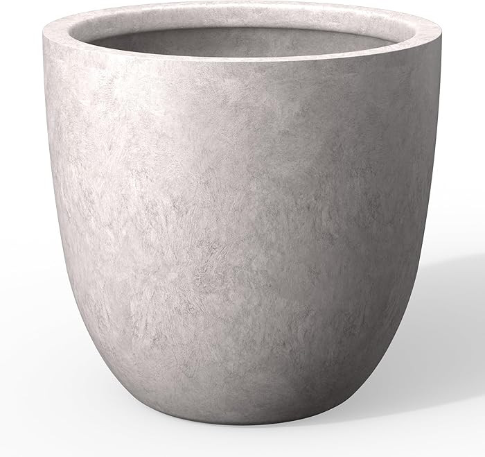 Kante 18 Inch Dia Round Concrete Planter, Indoor Outdoor Large Plant Pot with Drainage Hole and R... | Amazon (US)