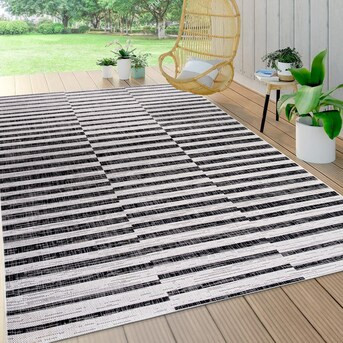 JONATHAN  Y Santa Monica 8 X 10 (ft) Ivory/Black Indoor/Outdoor Stripe Bohemian/Eclectic Area Rug | Lowe's