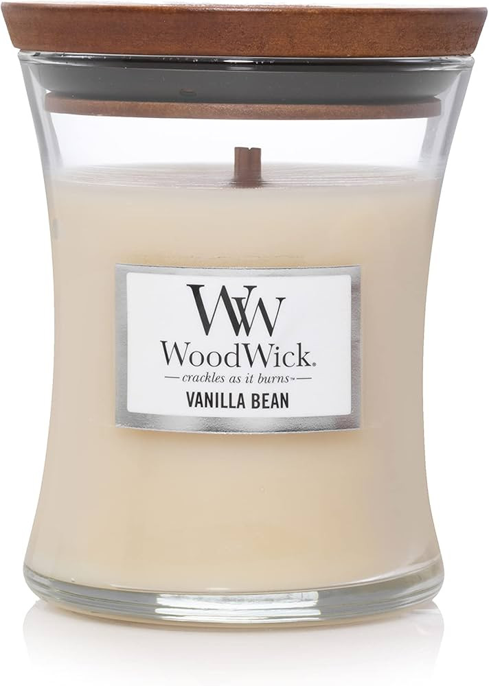 WoodWick Medium Hourglass Candle, Vanilla Bean - Premium Soy Blend Wax, Pluswick Innovation Wood ... | Amazon (US)