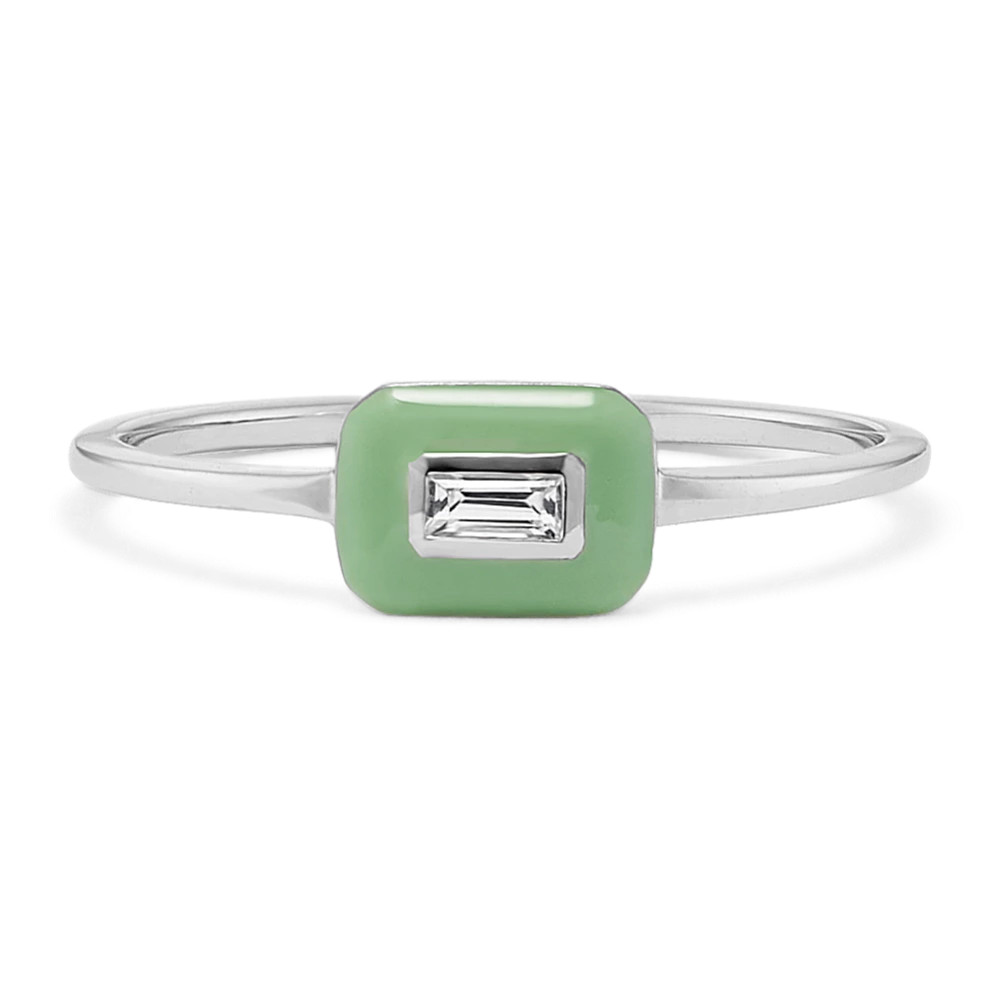 Baguette Sapphire & Green Enamel Ring | Shane Co