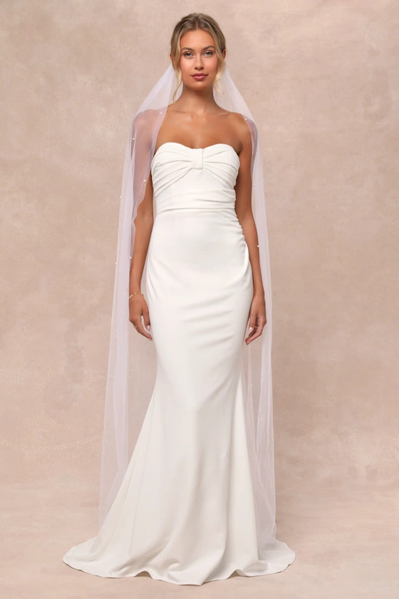 To Be Yours Ivory Strapless Pleated Mermaid Maxi Dress | Lulus