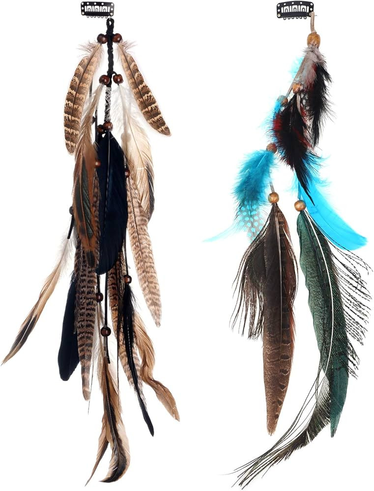 2Pcs Feather Hair Clip-in Extensions for Women Halloween Cosplay Costume Carnival Party Headdress... | Amazon (US)