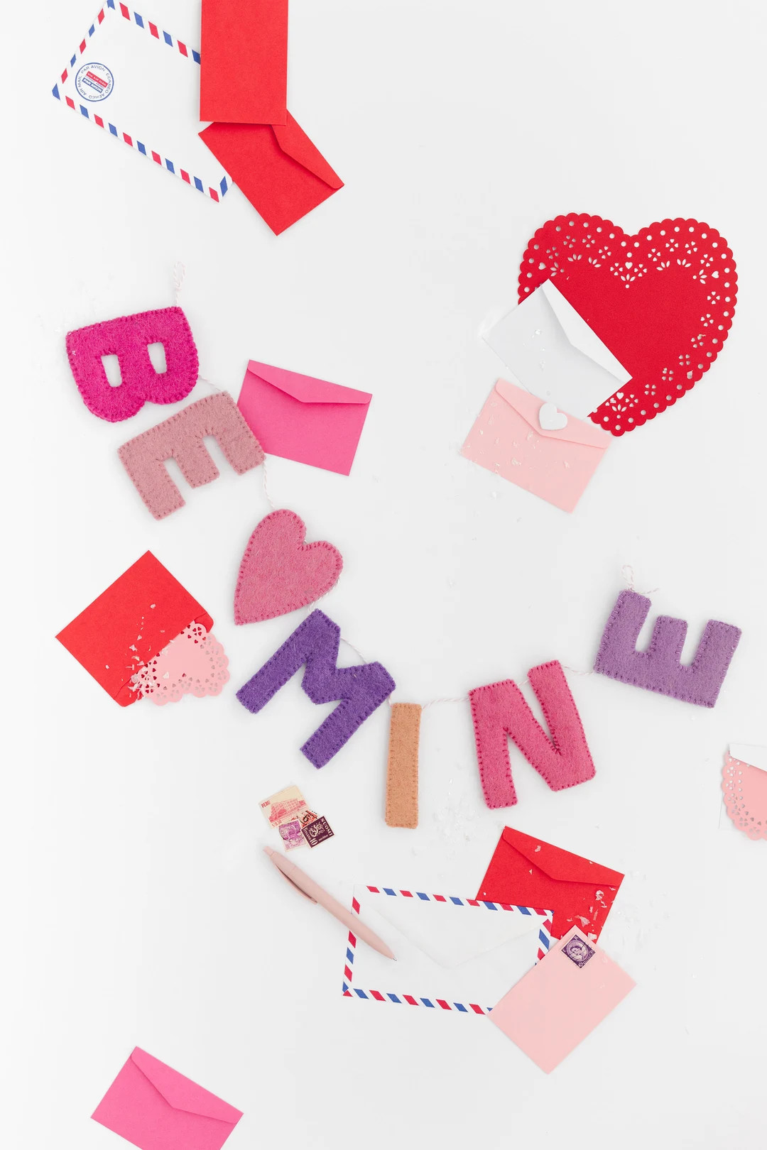 Pink and Purple BE MINE Felt Valentine's Day Garland Includes Cotton Bag and Hang Kit - Etsy | Etsy (US)