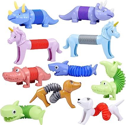 Boxgear 10-Pack Pop Tubes Mixed Animal Fidget Toys – Sensory Tubes for Toddlers – Cute Animal... | Amazon (US)