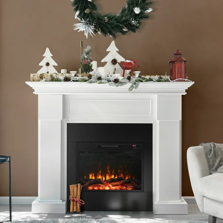 55.12" Electric Fireplace with Mantel, 1500W Freestanding Heater with Remote Control | Walmart (US)