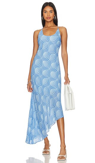 Sigrid Midi Dress in Blue Wave Plaid | Revolve Clothing (Global)