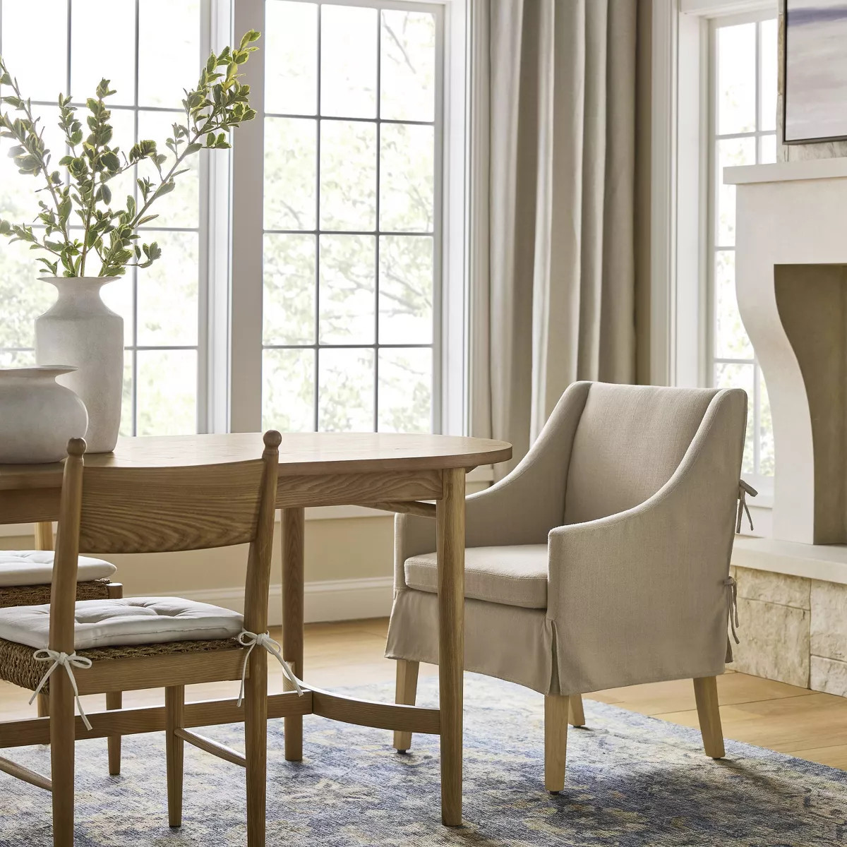 Camas Slipcover Dining Chair Khaki - Threshold™ designed with Studio McGee | Target