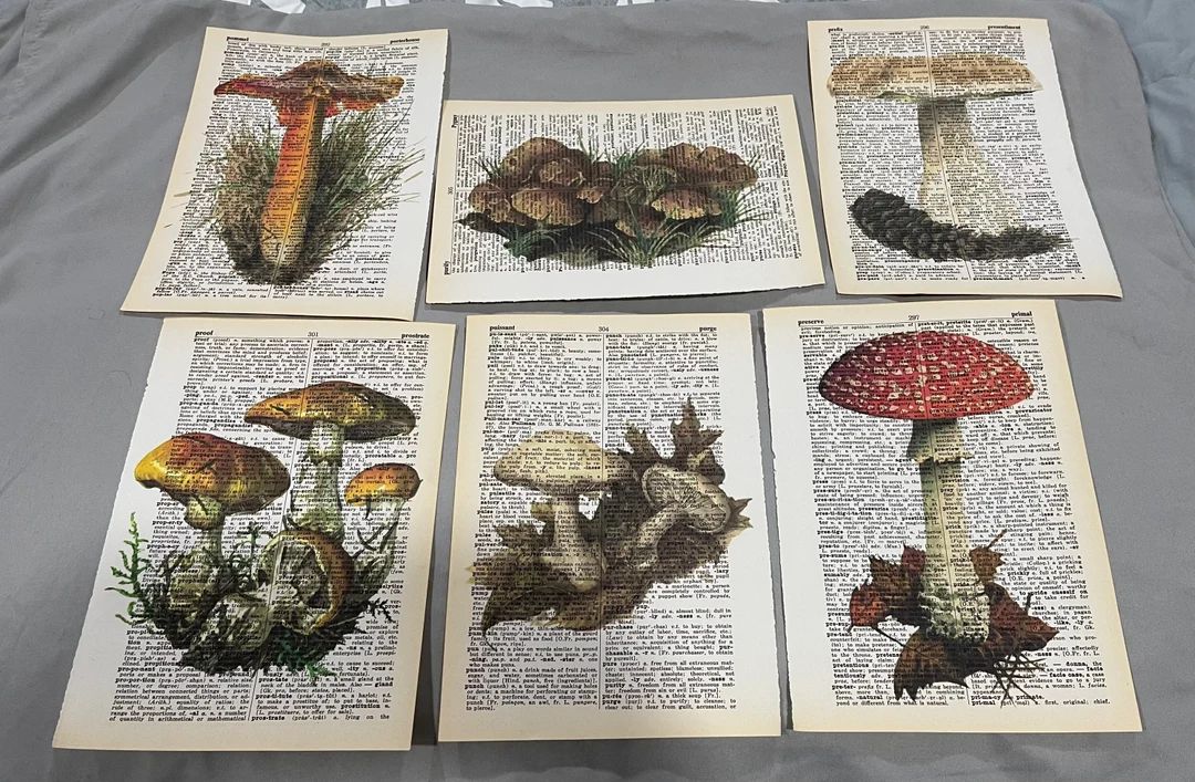 Mushroom Themed Dictionary Prints - Etsy | Etsy (US)