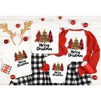 2020 Christmas Family Matching Pajamas, Christmas Merry Shirts For Family, Tree Buffalo Plaid | Etsy (US)