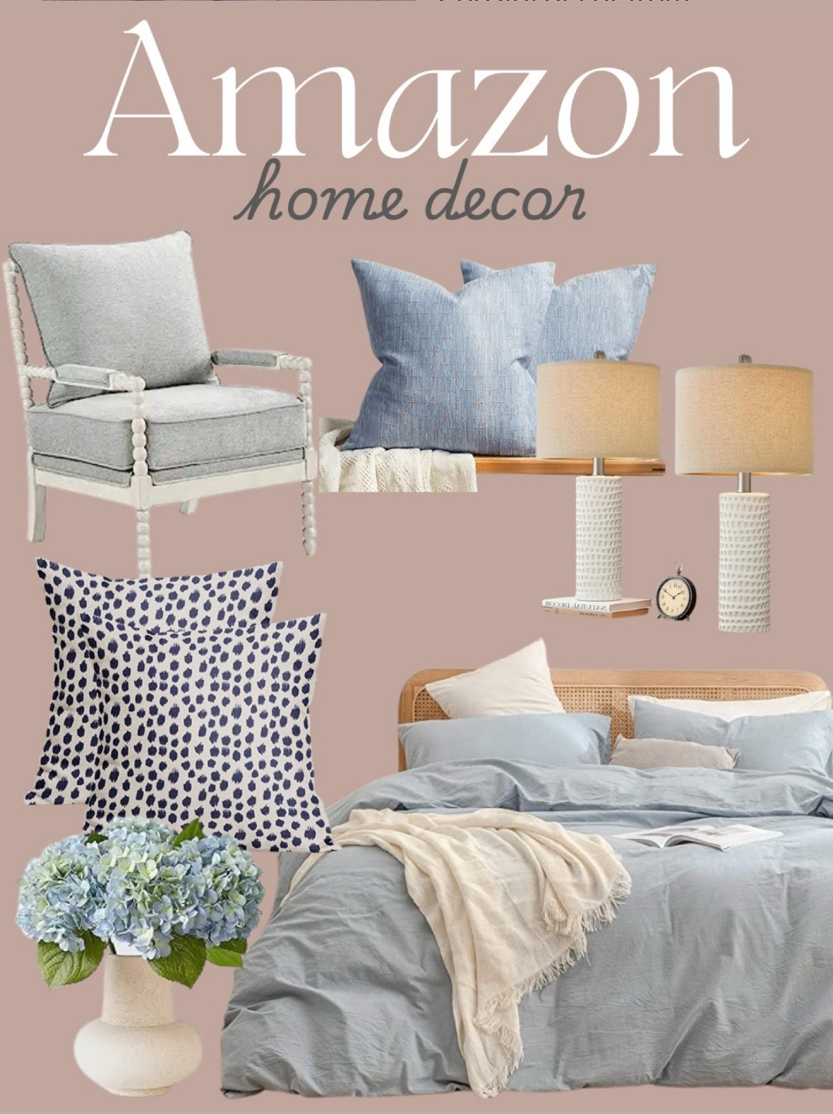 Amazon home decor 
Coastal decor from Amazon Bedroom mood board, coastal bedroom design, bedroom inspo, bedroom decor, bedroom lamps, bedroom furniture, bedroom rug, looks for less, Serena and Lily, save vs splurge, throw pillow, beach bedroom, condo bedroom, nightstands, bed frame, bedroom inspiration, interior design


#LTKHome #LTKFindsUnder100 #LTKFindsUnder50