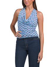 Mesh Polka Dot Print Cowl Halter Neck Top | Juniors | Marshalls | Marshalls