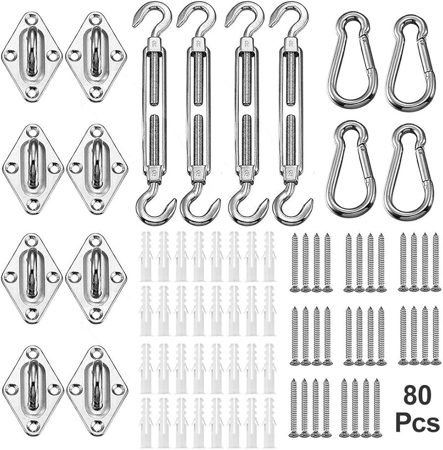 YOFIT Shade Sail Hardware Kit 6 inch for Triangle Rectangle Sun Shade Sail Installation, 304 Grad... | Amazon (US)