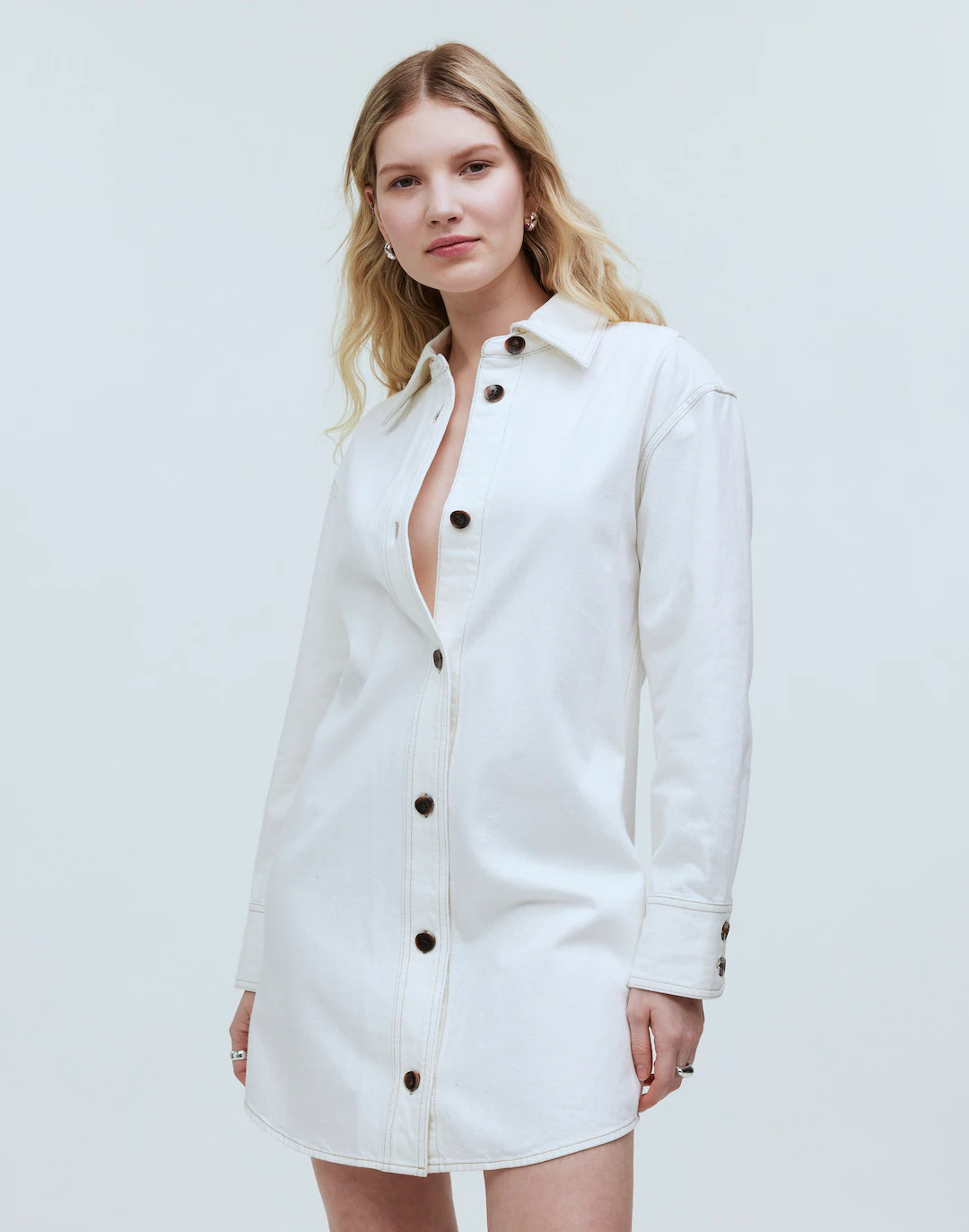 Denim Oversized Mini Shirtdress: Garment-Dyed Edition | Madewell