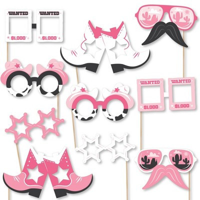 Big Dot of Happiness Rodeo Cowgirl Glasses and Masks - Paper Card Stock Pink Western Party Photo Booth Props Kit - 10 Count | Target