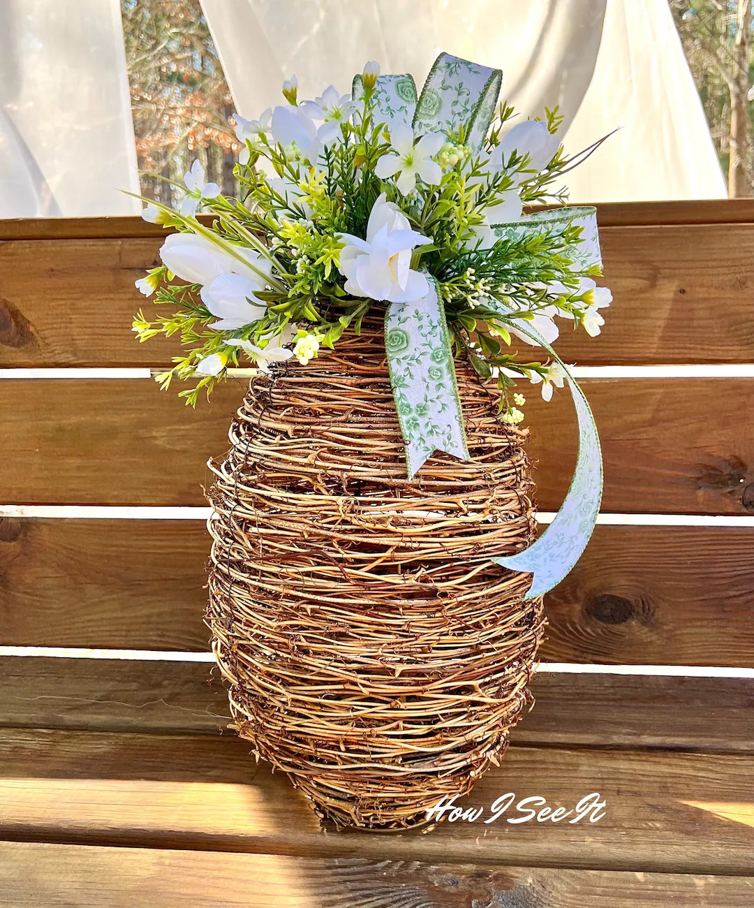 Spring grapevine egg tulip greenery spring flower arrangement | Etsy (US)