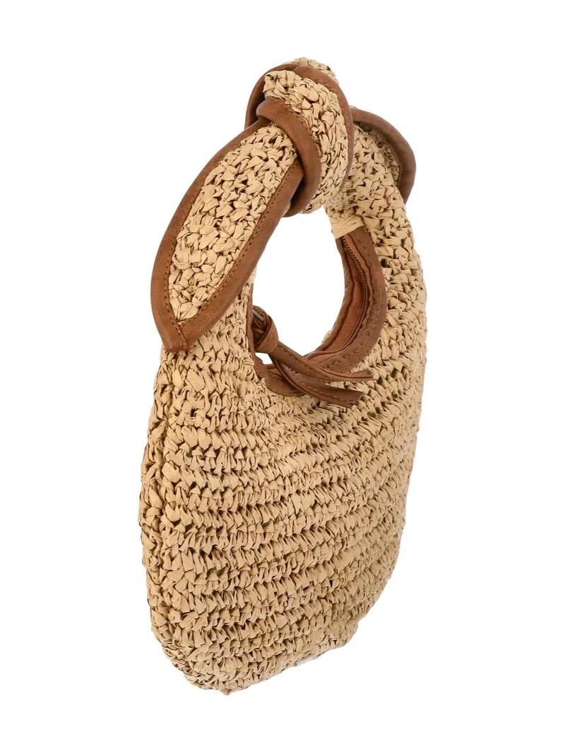 Time and Tru Women's Top Knot Mini Crescent Bag, Natural | Walmart (US)