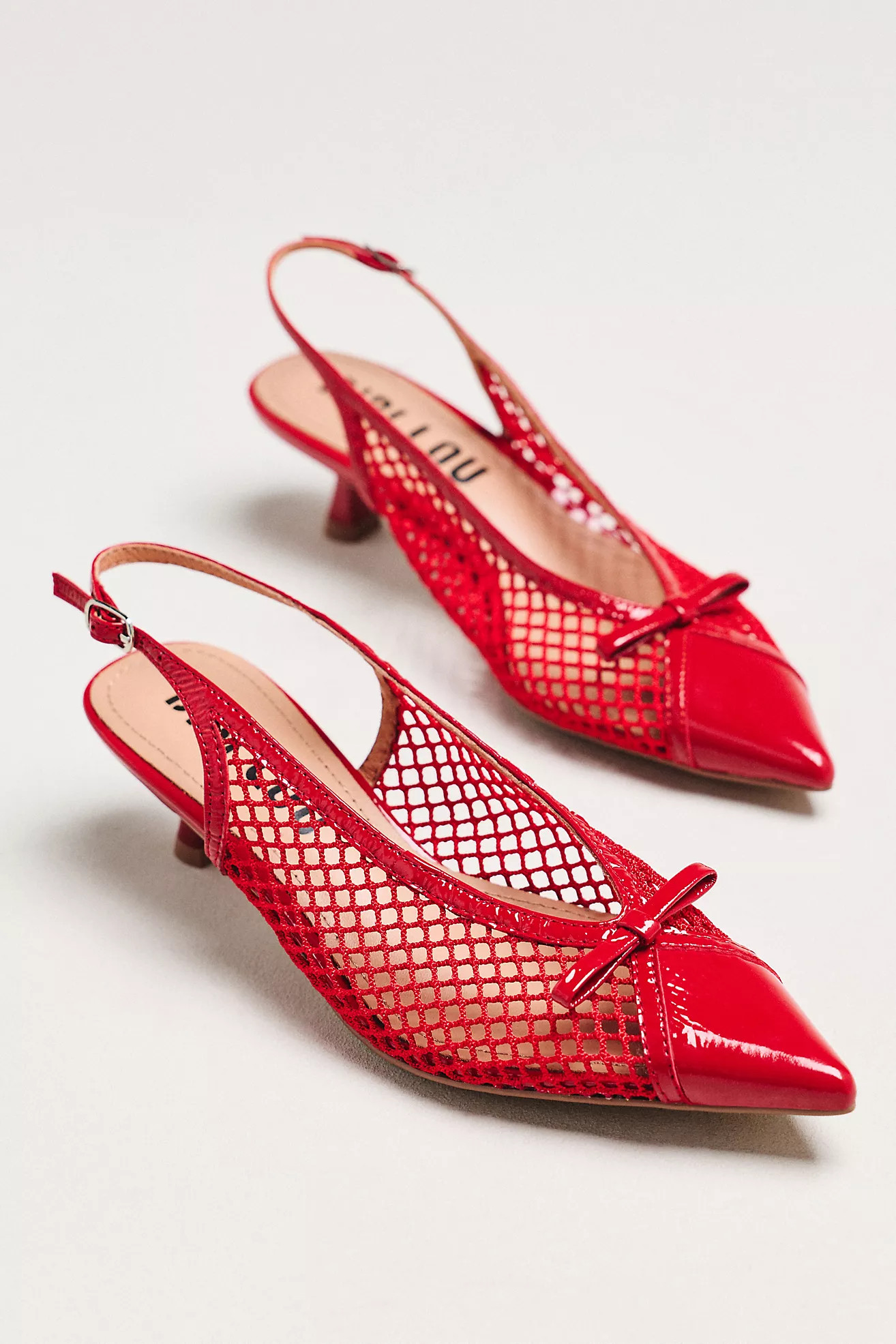 Bibi Lou Mesh Slingback Bow Kitten Heels | Anthropologie (US)