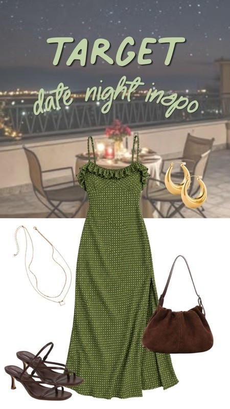 Target date night outfit inspo. I’m loving the green dress paired with the brown bag and heels for a cute night out.

#LTKSeasonal #LTKootd #LTKdayinmylife
