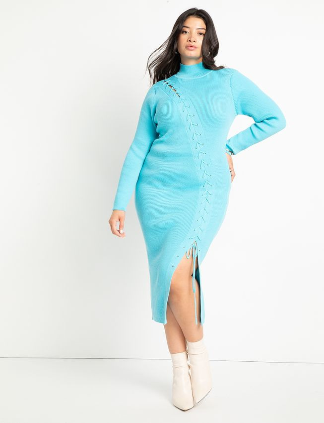 Sweater Dress With Lacing Detail | Eloquii