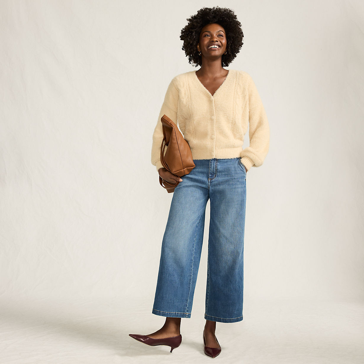 Women's Mid Rise Denim Wide Leg Ankle Jeans | Lands' End (US)