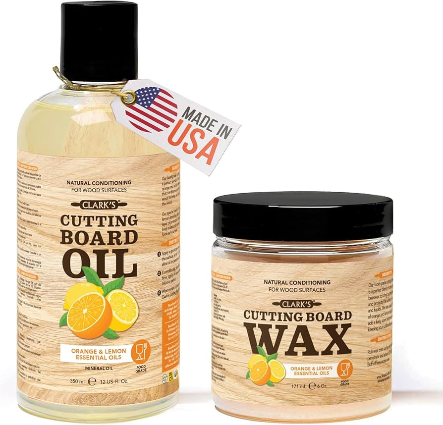 CLARK'S Food Grade Mineral Oil (12oz) and Carnauba Wax (6oz) Set - 100% Natural Butcher Block Oil... | Amazon (US)