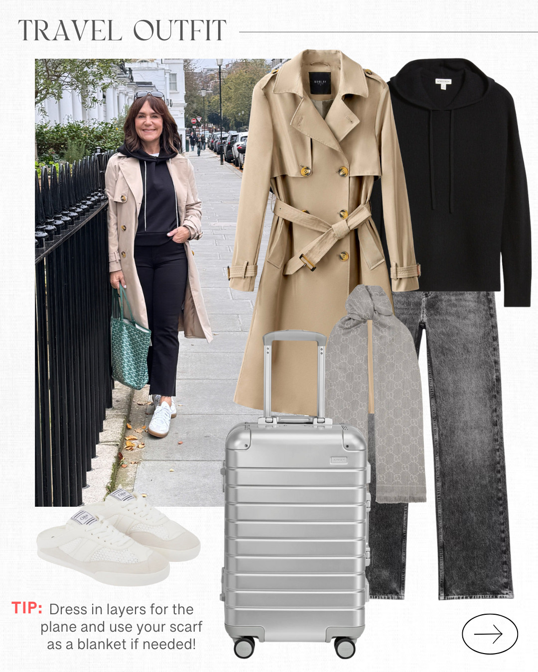 Travel outfit idea featuring the best cashmere hoodie sweater and my favorite jeans for travel! Tip: layer up! That way your bulkier layers don't take up space in your suitcase! 

 

#LTKHoliday #LTKOver40 #LTKTravel