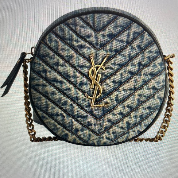 Saint Laurent Round Quilted Denim Crossbody Bag | Poshmark