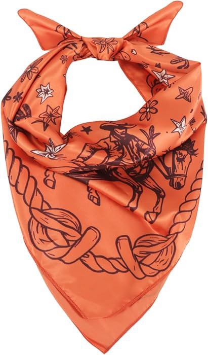 Satin Silk Square Scarf Unisex Western Bandanas 27" Large Handkerchiefs | Amazon (US)