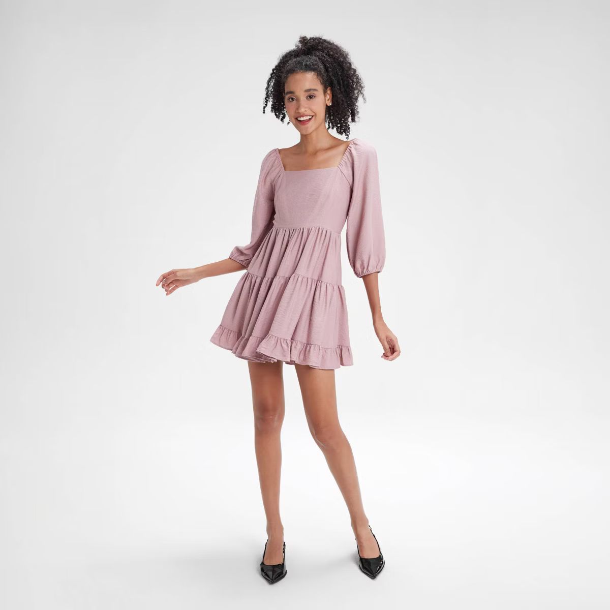 Women's Puff 3/4 Sleeve Tiered Mini Dress - Wild Fable™ | Target