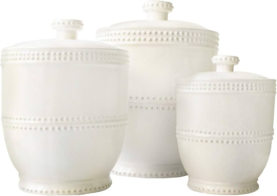 American Atelier Bianca Canister Set 3-Piece Ceramic Jars Chic Design With Lids for Cookies, Cand... | Amazon (US)