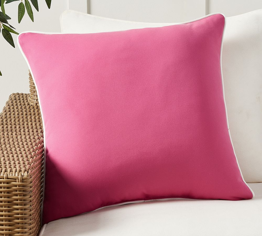 Sunbrella® Contrast Piped Solid Outdoor Pillow | Pottery Barn (US)