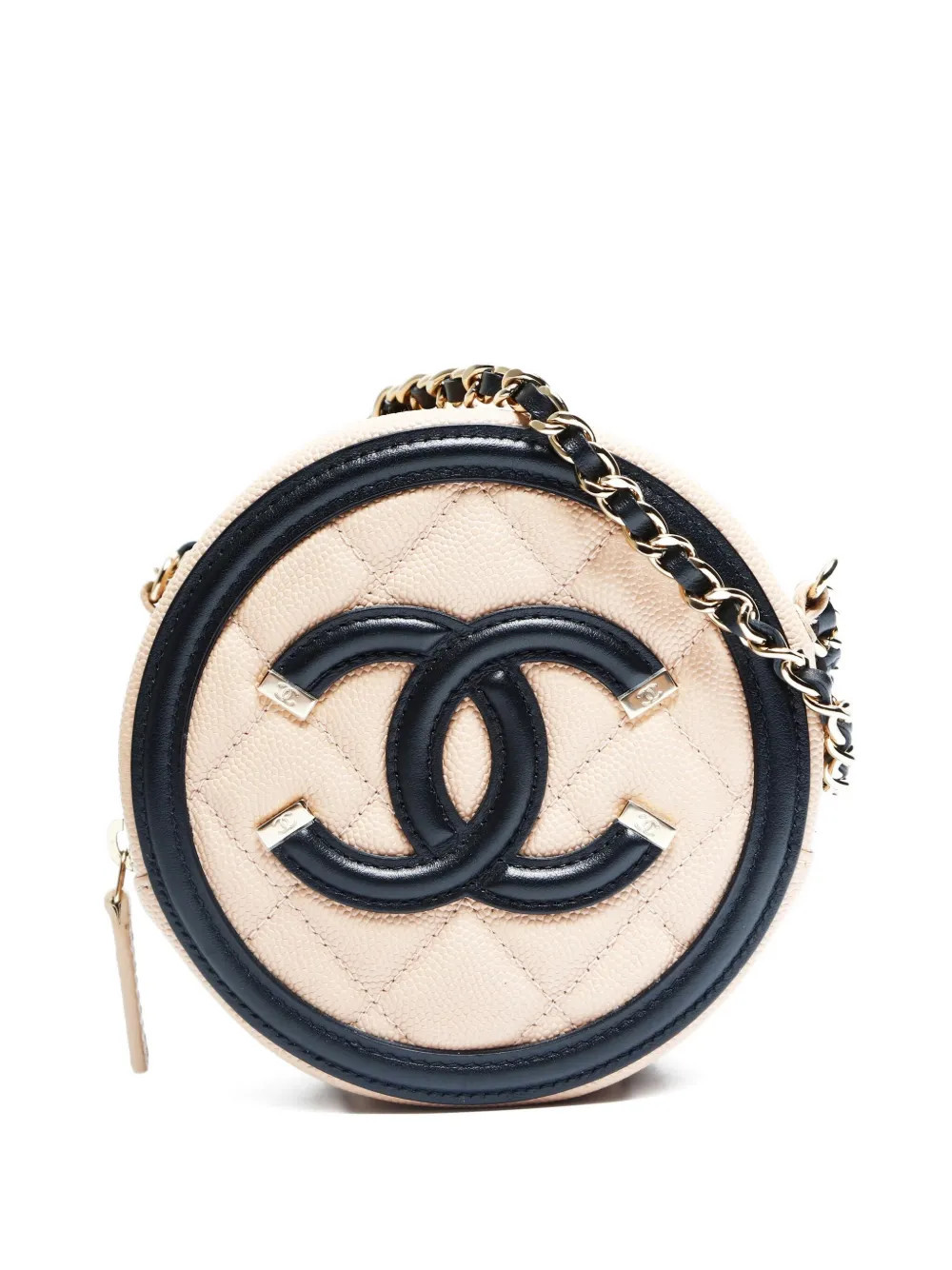 CHANEL Pre-Owned 2019 mini Foligree round quilted cross bag - Pink | Farfetch Global