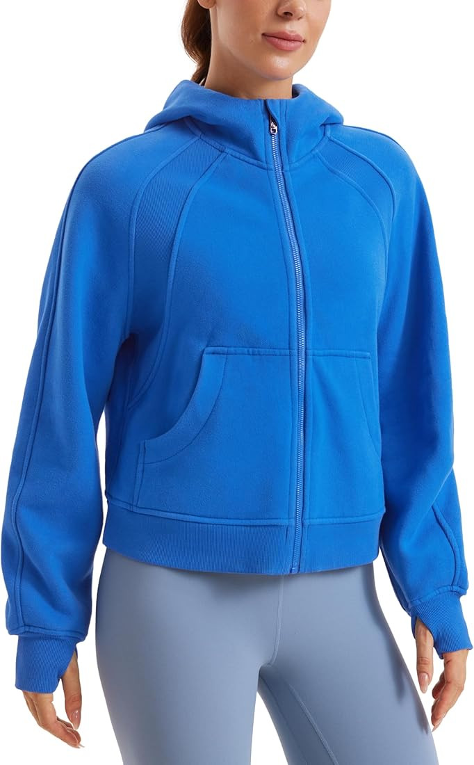 CRZ YOGA Womens Fleece Lined Full Zip Hoodies Jacket Oversized Long Sleeve Casual Workout Hooded ... | Amazon (US)