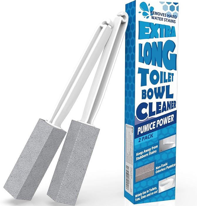 2 Pack Pumice Stone for Toilet Cleaning, Extra Long Handle for Removing Bowl Ring, Pool, Bathroom... | Amazon (US)