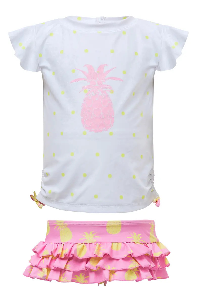 Pineapple Two-Piece Short Sleeve Ruffle Swimsuit | Nordstrom