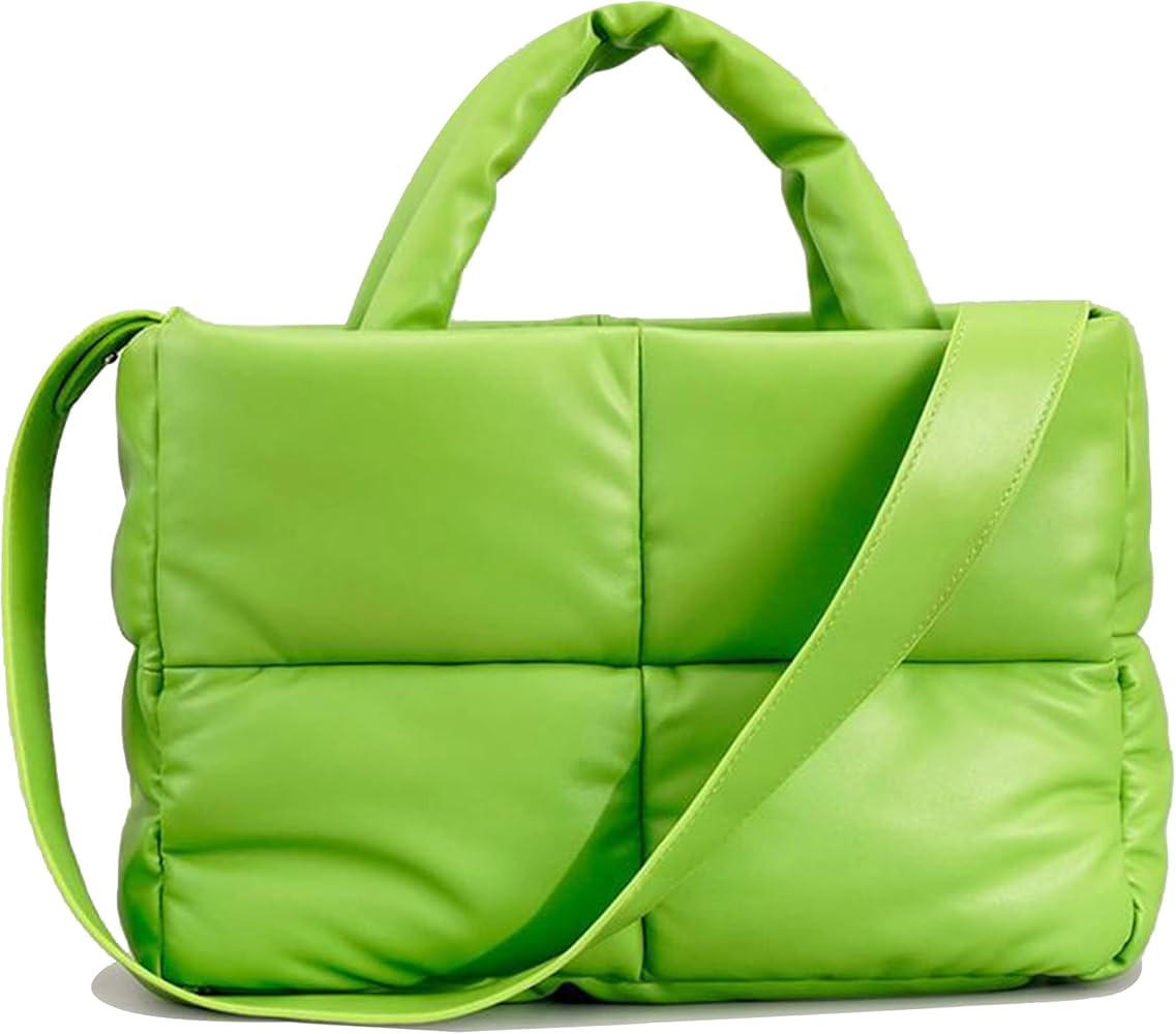 Women Large Quilted Puffer Tote Bag Soft Padded Down Winter Handbag Space Totes Puffer Shoulder B... | Amazon (US)