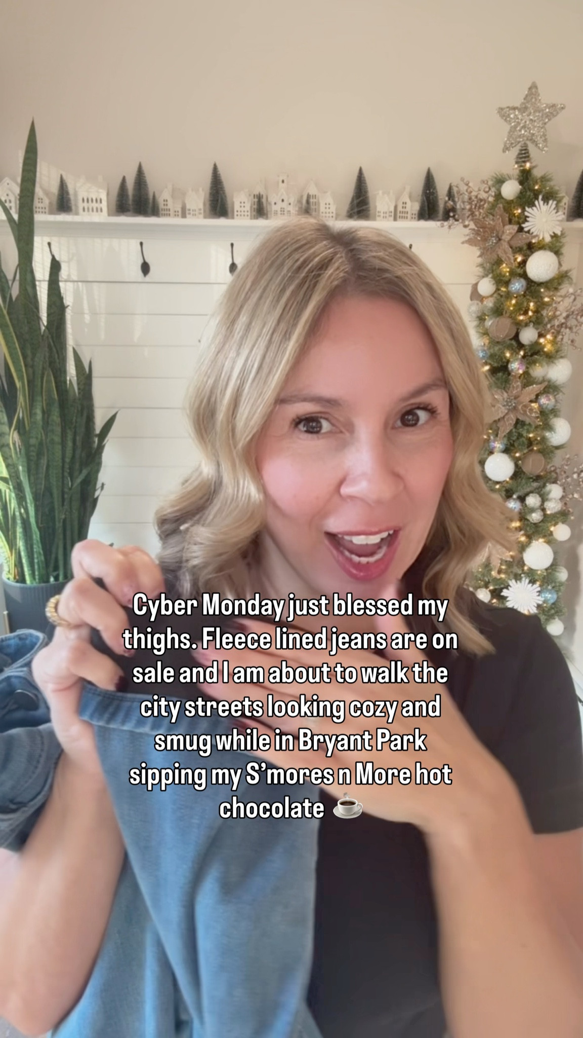 Cyber Monday just blessed my thighs. Fleece lined jeans are on sale I’m wearing a medium, they def run a little big but will keep you warm. The cardigan is also oversized I’m in a medium in that too

#LTKCyberWeek #LTKTravel #LTKFindsUnder50