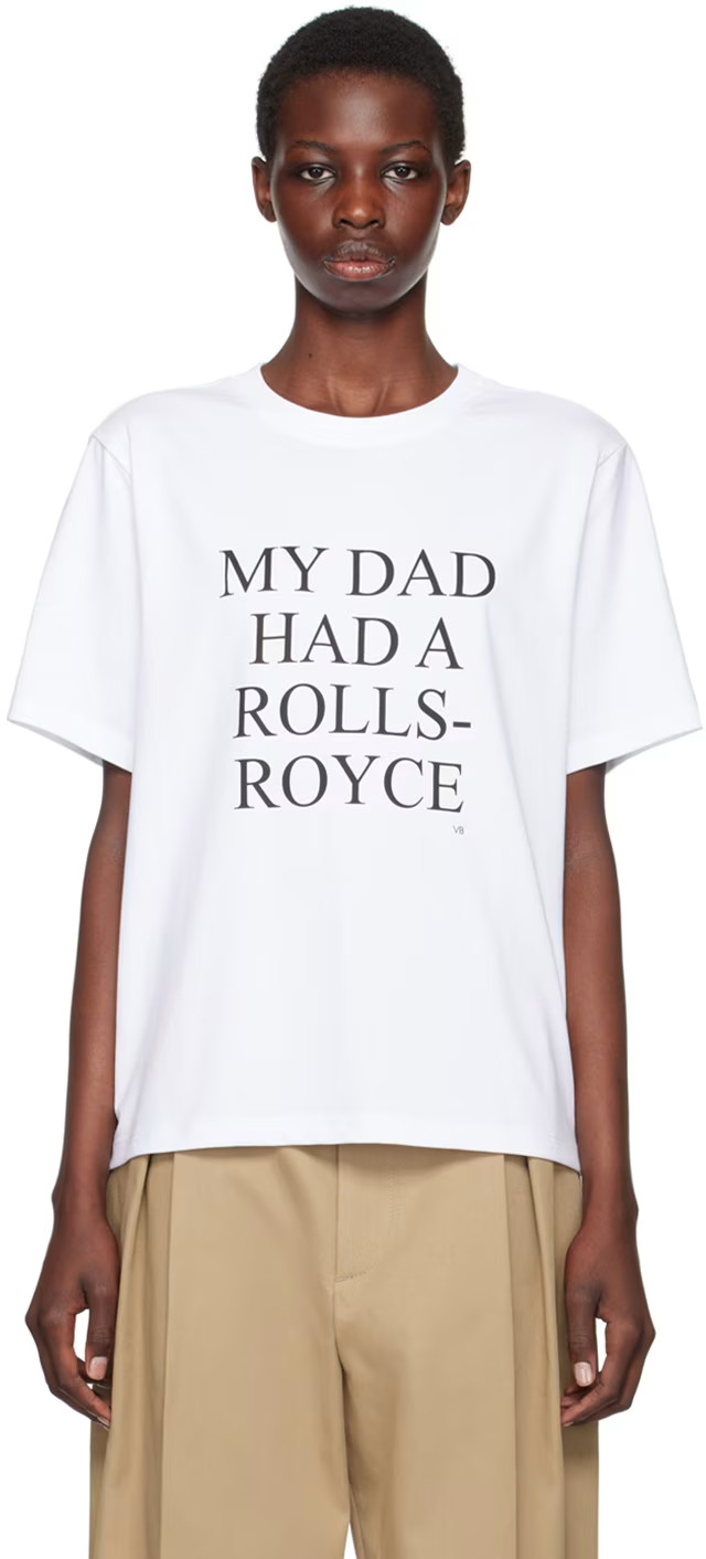 White 'My Dad Has A Rolls Royce' T-Shirt | SSENSE