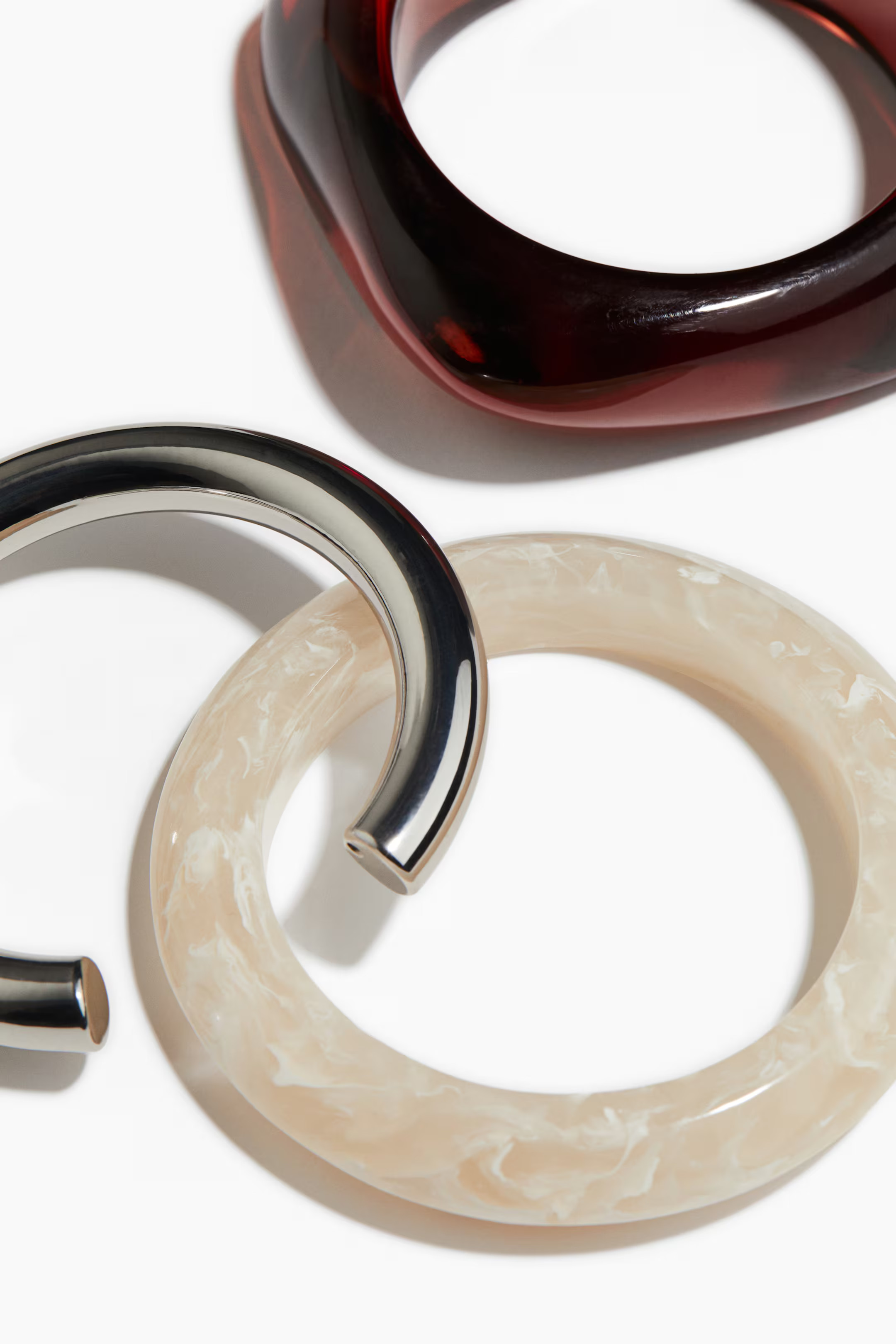 3-pack bracelets - Silver-coloured/White/Brown - Ladies | H&M GB | H&M (UK, MY, IN, SG, PH, TW, HK)