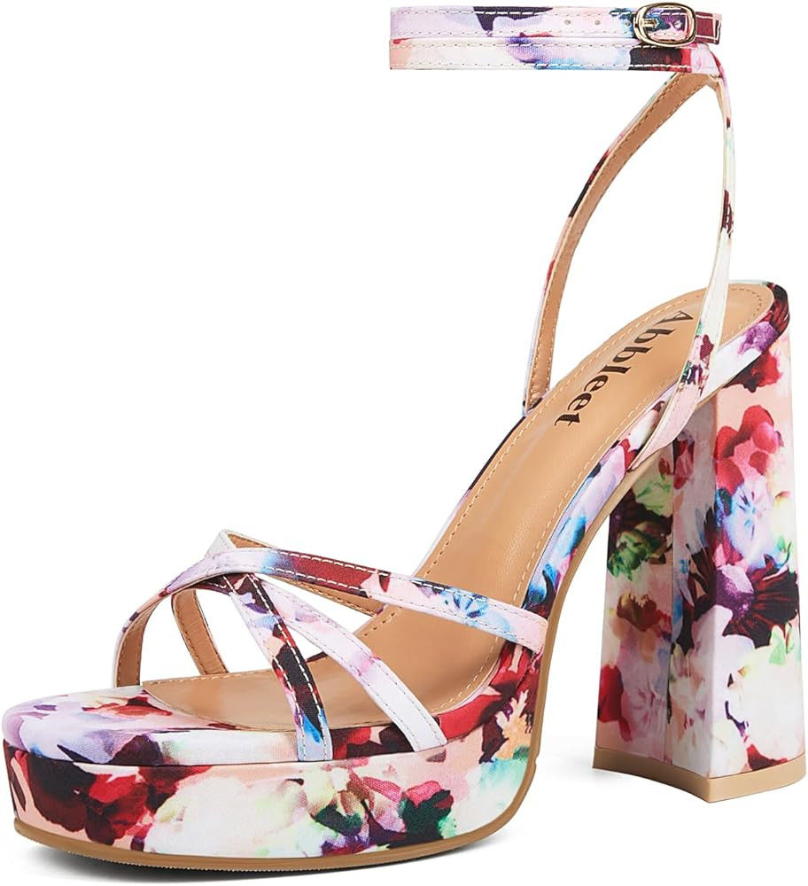 Platform Heels for Women Strappy Block Chunky High Heels Open Toe Ankle Strap Sandals Fashion Lac... | Amazon (US)