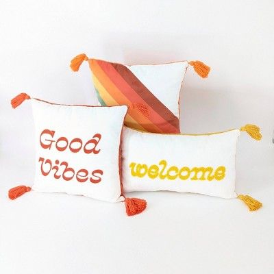 3ct Throw Pillows Good Vibes/Welcome - Bullseye&#39;s Playground&#8482; | Target