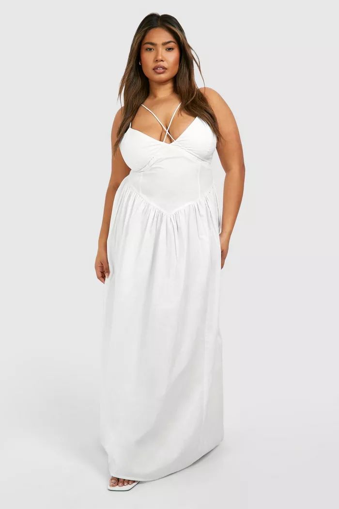 Plus Cotton Strappy Maxi Dress | boohoo (US & Canada)