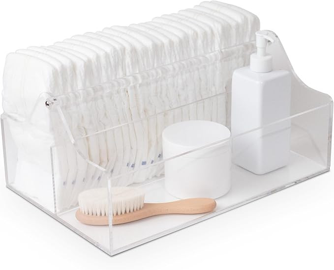 Classic Clear Acrylic Diaper Caddy, Gift for Mom, Multipurpose Portable Baby Diaper Caddy Organiz... | Amazon (US)